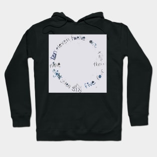 Gray Clock with Numbers, light gray watercolor Hoodie